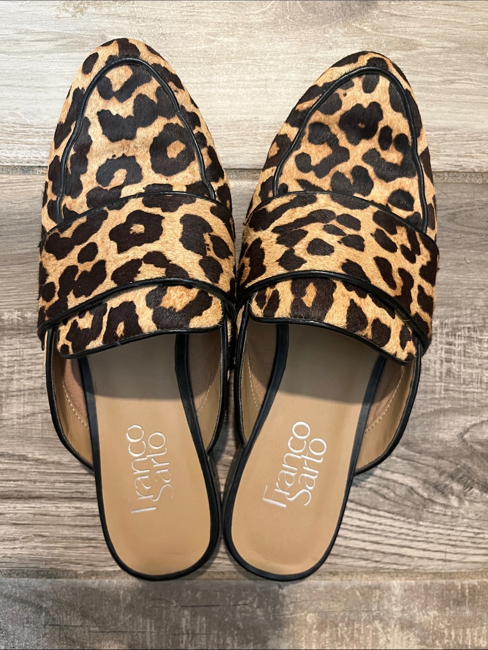 Franco Sarto Leopard-Print Slip-On Mules - Black/Tan